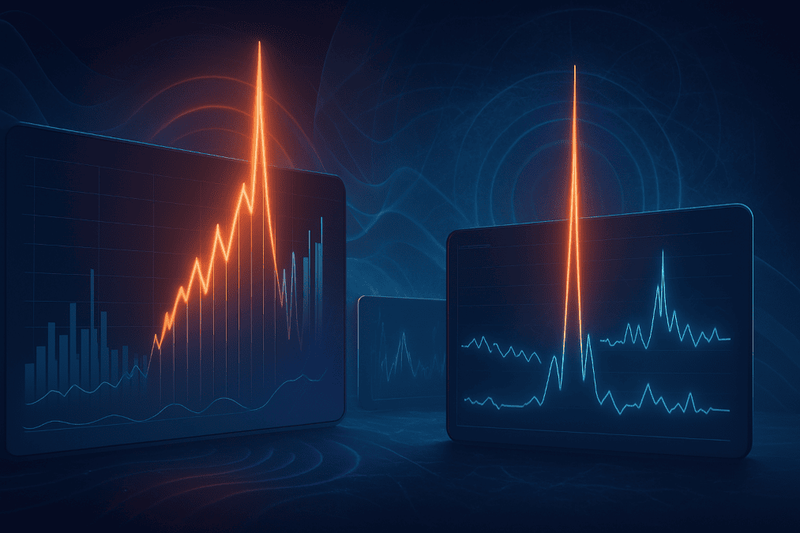 A chart showing a volatility spike indicator, used to spot major price moves.